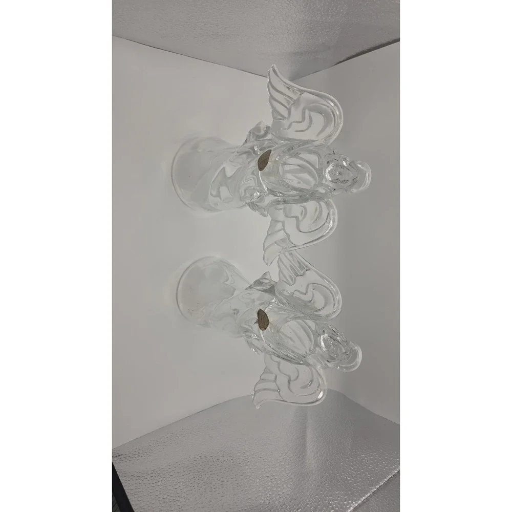 2 Princess House Lead Crystal Germany Angel Candle Holder Heavy 8' tall